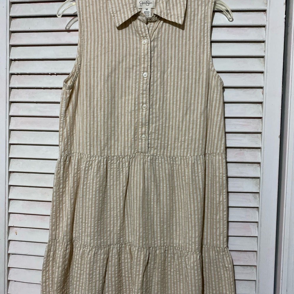 Jessica Simpson Beige Striped Midi Dress